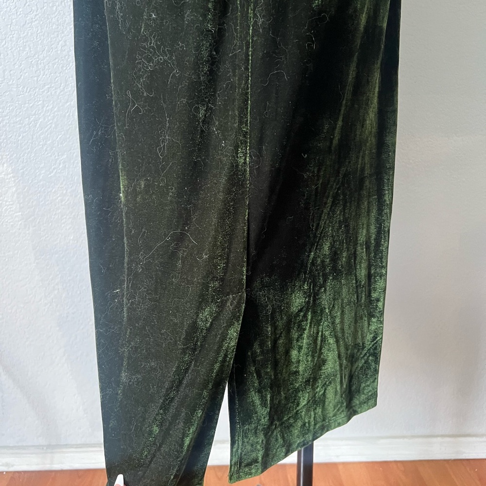 Unique Vintage Plus Size Dark‎ Green Velvet vintage Midi Dress - Picture 6 of 6